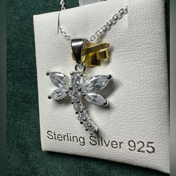 Sterling silver dragonfly pendant necklace - Picture 3 of 7